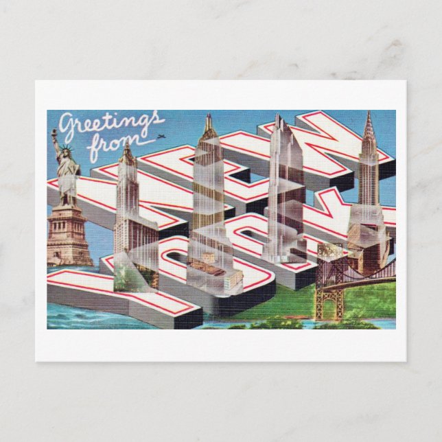 New York Vintage Landmarks Postcard (Front)