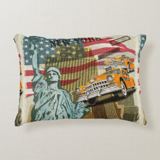 New York vintage poster. Accent Pillow