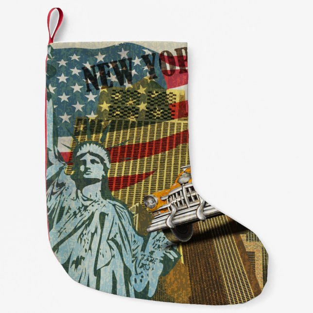 New York vintage poster. Small Christmas Stocking (Front)