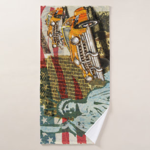 New York vintage travel poster. Bath Towel