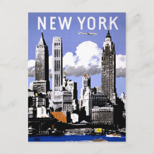 New York Vintage Travel Poster Restored Postcard