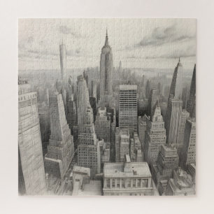 New York watercolor art Jigsaw Puzzle