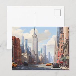 New York watercolor art Postcard