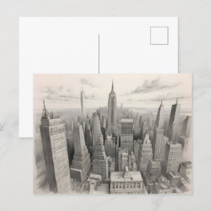 New York watercolor art Postcard
