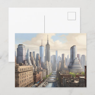 New York watercolor art Postcard