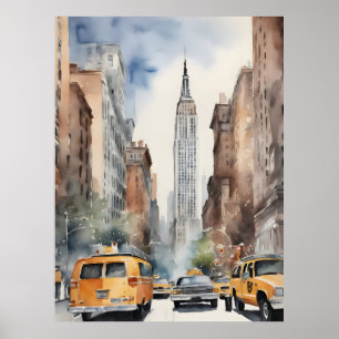 New York watercolor art Poster