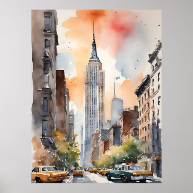 New York watercolor art Poster (Front)