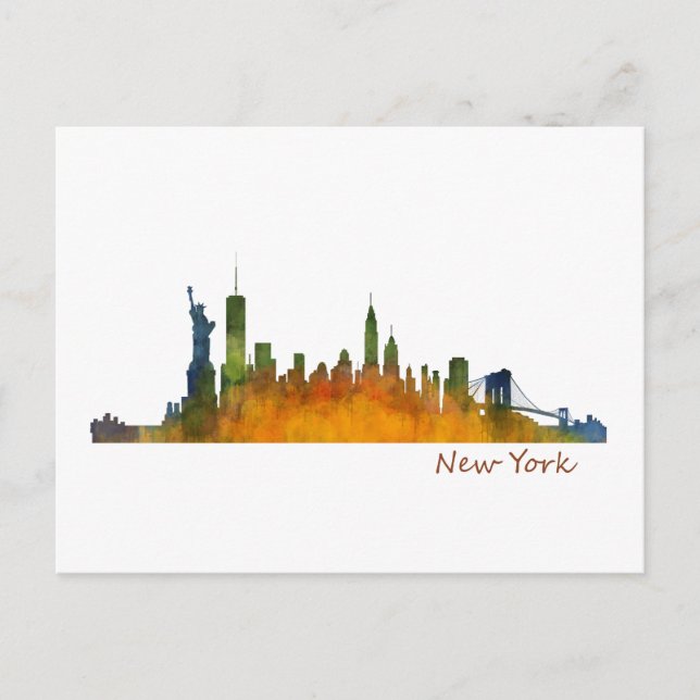 New York watercolor Skyline Postcard (Front)