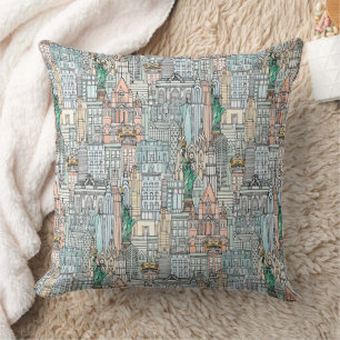 New York watercolor Throw Pillow