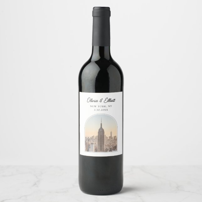 New York Wedding Favour Personalized Wine Label (Front)
