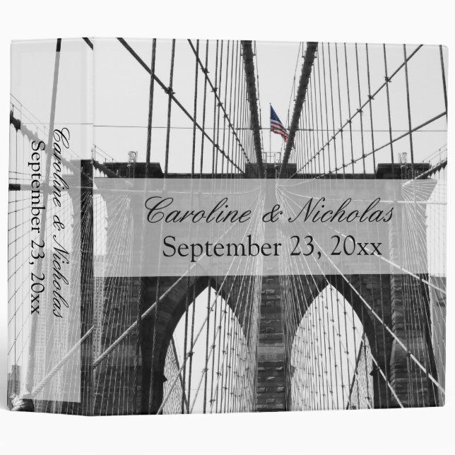 New York Wedding NYC Brooklyn Bridge Binder (Front/Spine)