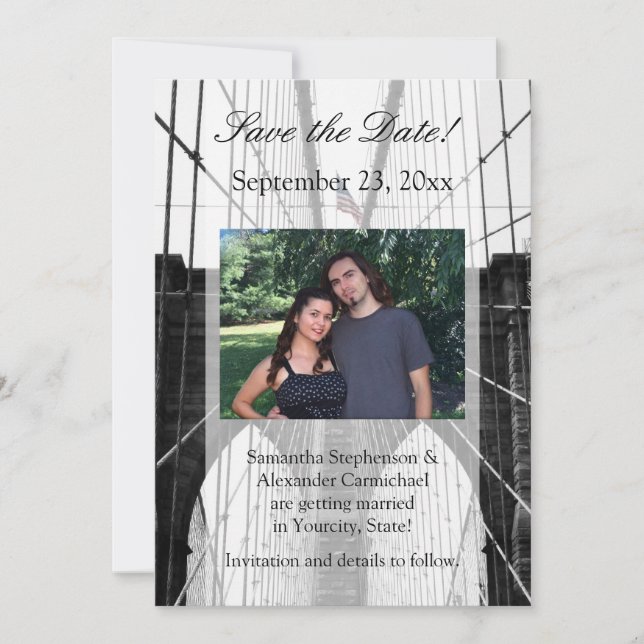 New York Wedding NYC Brooklyn Bridge Invitation (Front)