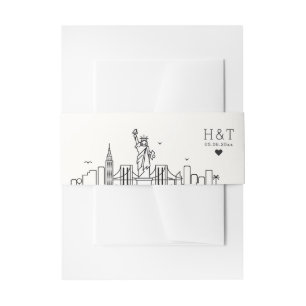 New York Wedding Stylized Skyline Monogram Invitation Belly Band