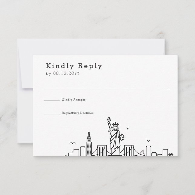 New York Wedding | Stylized Skyline RSVP Card (Front)
