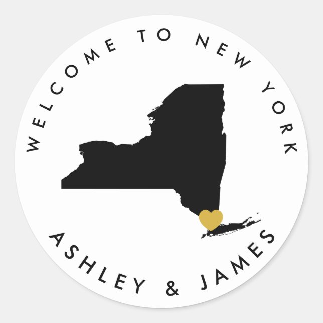 New York Wedding Welcome Sticker for Treat Box Bag (Front)
