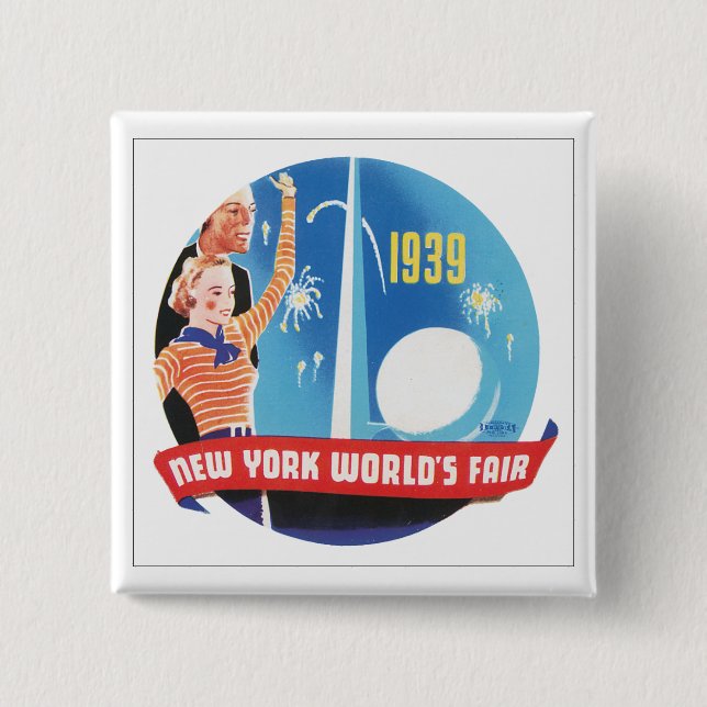 New York World's Fair 1939 2 Inch Square Button (Front)