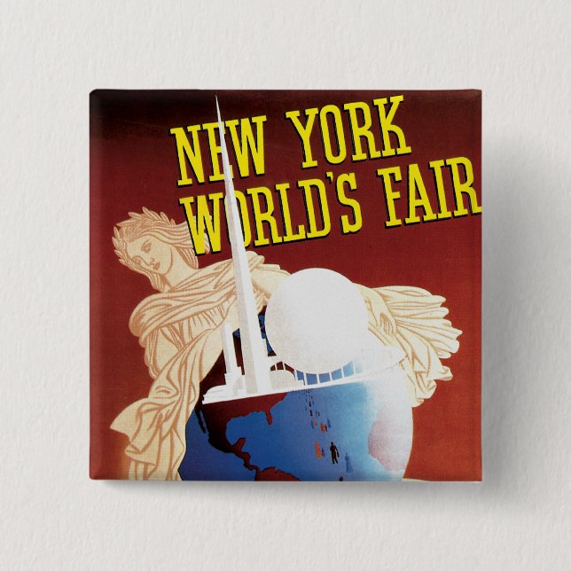 New York World's Fair (Globe) 2 Inch Square Button (Front)