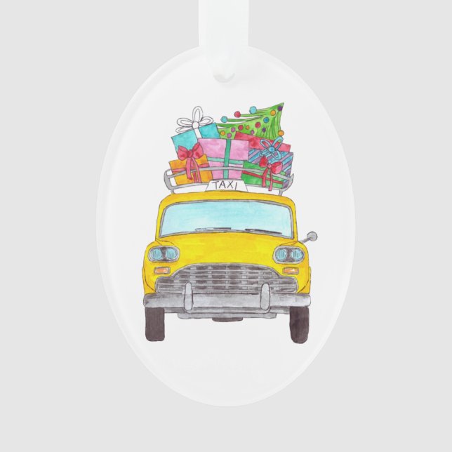 New York Yellow Cab Taxi Christmas Gifts Ornament (Front)