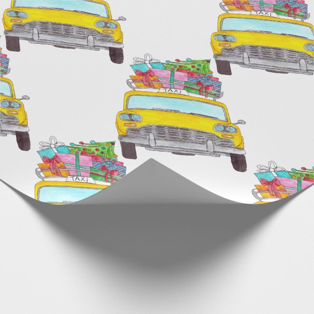New York Yellow Cab Taxi Christmas Gifts Wrapping Paper (Corner)