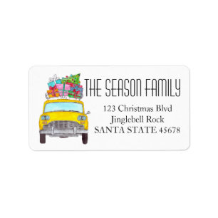 New York Yellow Taxi Cab Christmas Gifts Label