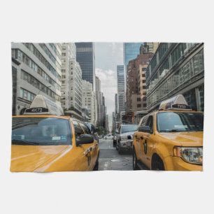 New York Yellow Taxi Cabs Kitchen Towel
