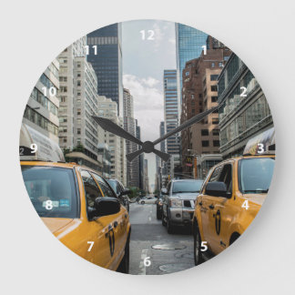New York Yellow Taxi Cabs Large Clock