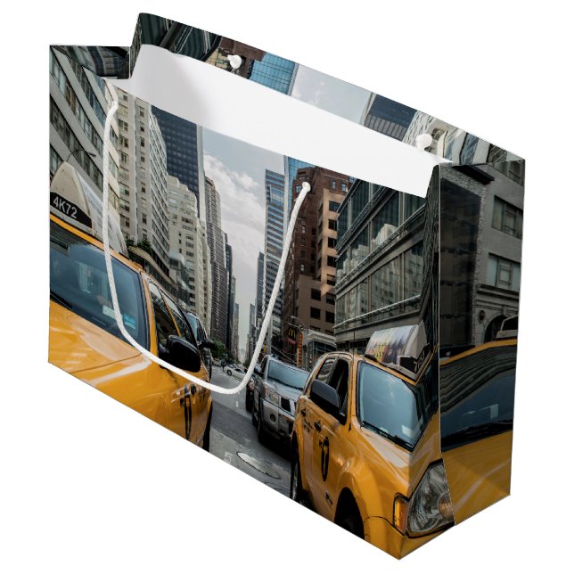 New York Yellow Taxi Cabs Large Gift Bag (Front Angled)