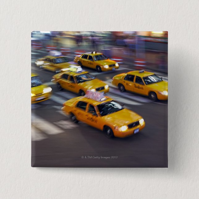 New York Yellow Taxi's 2 Inch Square Button (Front)
