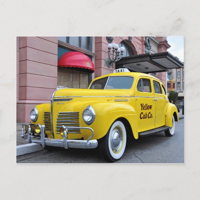 New York Yellow Vintage Cab Postcard (Front)