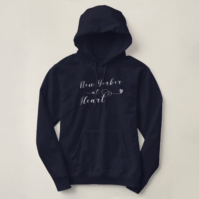 New Yorker At Heart, I Love New York Hoodie (Design Front)
