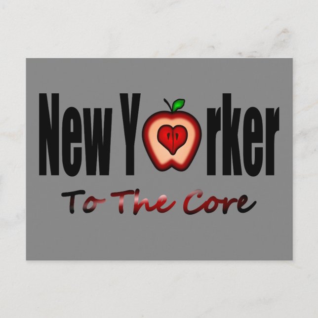 New Yorker To The Core With Sliced Big Apple Postcard (Front)