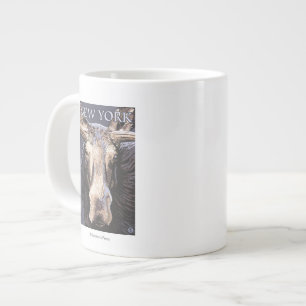 New YorkMoose Up Close Large Coffee Mug