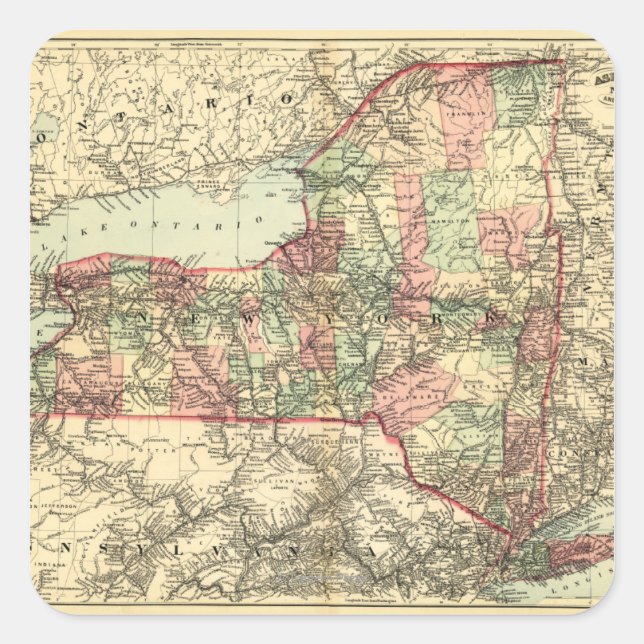 New YorkPanoramic MapNew York Square Sticker (Front)