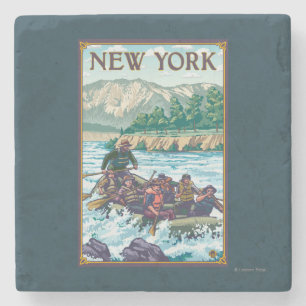 New YorkRiver Rafting Scene Stone Coaster