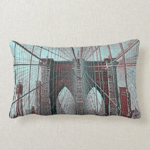 New York's Brooklyn Bridge and Freedom Tower Lumbar Pillow