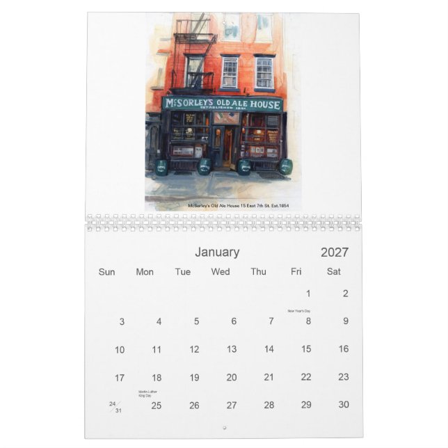 New York's finest bars calendar. Calendar (Jan 2027)