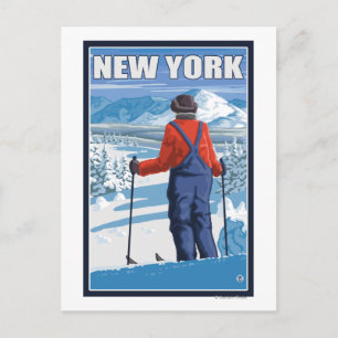 New YorkSkier Admiring View Postcard