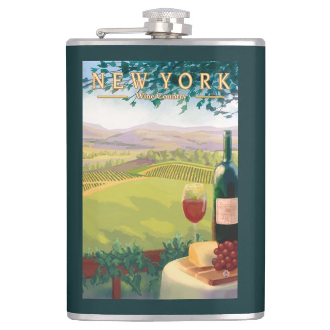 New YorkWine Country Scene Hip Flask (Front)