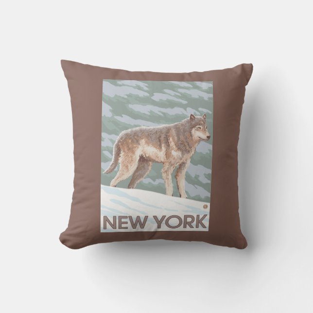 New YorkWolf Scene Throw Pillow (Front)