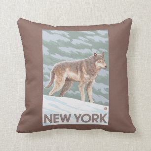 New YorkWolf Scene Throw Pillow