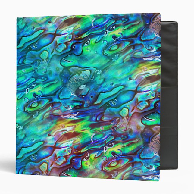 New Zealand Abalone Paua Shell Pattern 1 Binder (Front/Inside)
