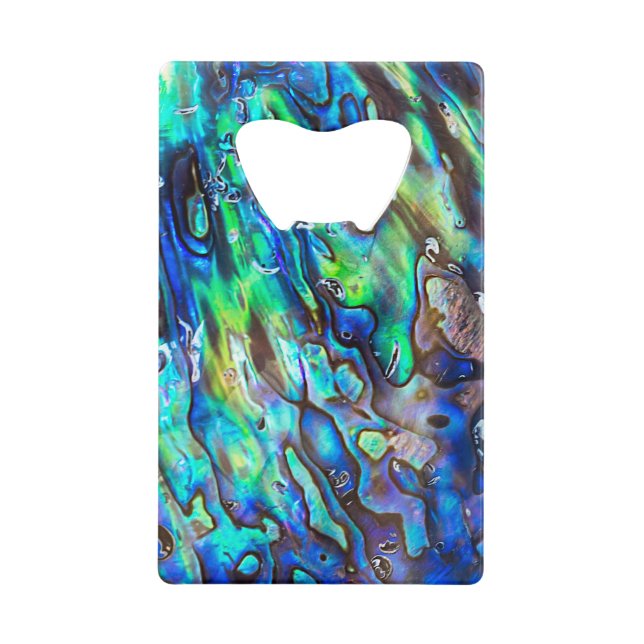 New Zealand Abalone Paua Shell Pattern 1 Credit Card Bottle Opener (Front)
