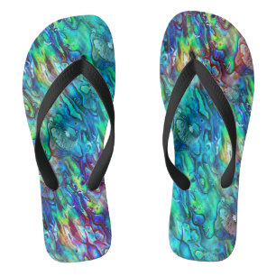 New Zealand Abalone Paua Shell Pattern 1 Flip Flops