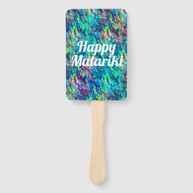 New Zealand Abalone Paua Shell Pattern 1 Hand Fan (Front)