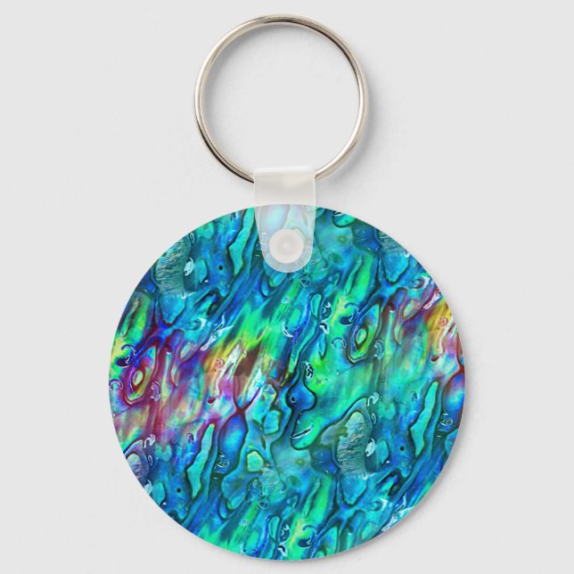 New Zealand Abalone Paua Shell Pattern 1 Keychain (Front)