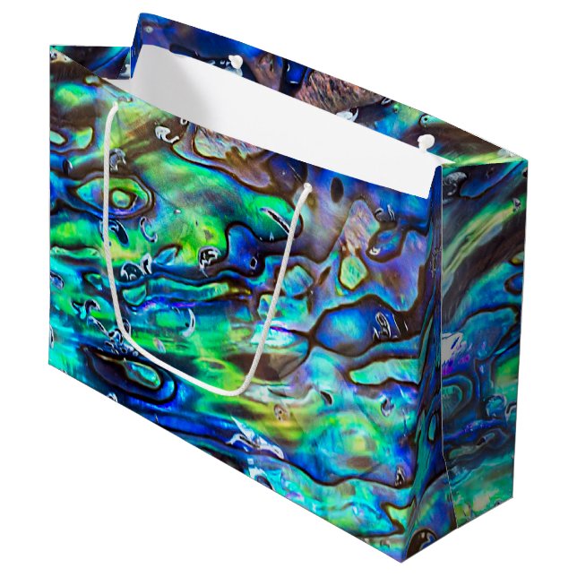 New Zealand Abalone Paua Shell Pattern 1 Large Gift Bag (Front Angled)