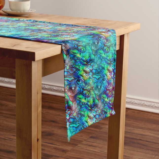 New Zealand Abalone Paua Shell Pattern 1 Short Table Runner (In Situ)
