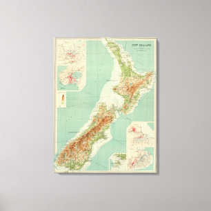 New Zealand Atlas Map Canvas Print