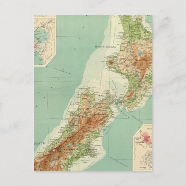 New Zealand Atlas Map Postcard (Front)