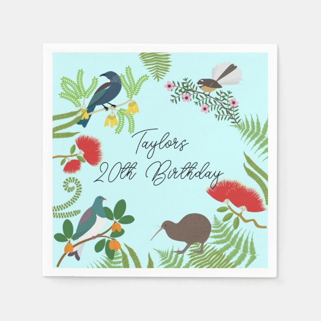 New Zealand Bird Birthday Napkin (Front)